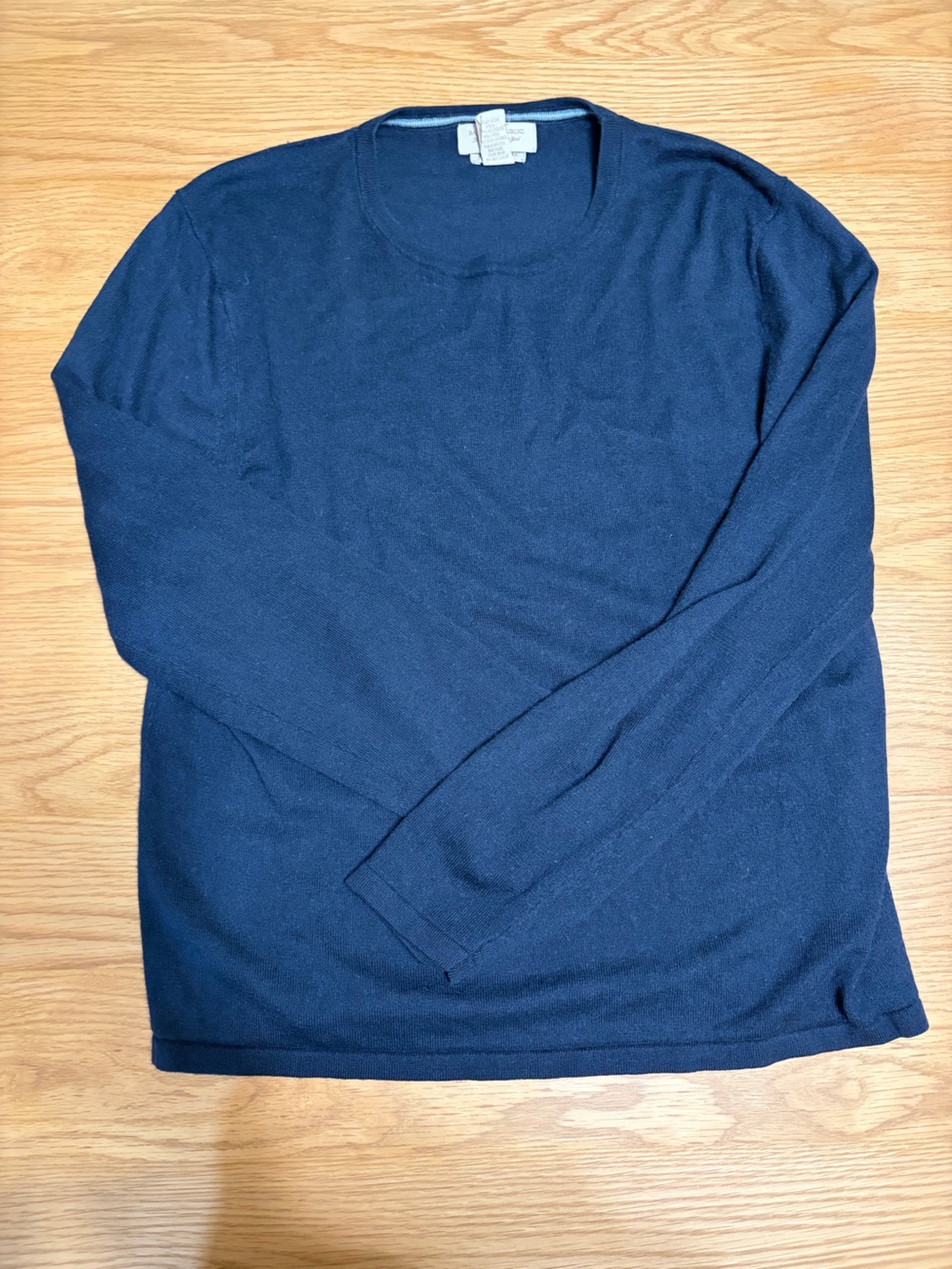 Vintage Silk Cashmere Classic Crewneck Sweater in Navy Blue